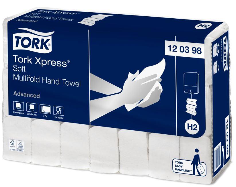 Handdoek Tork Advance Xpress H2 2-laags z-vouw wit 21x25,6cm